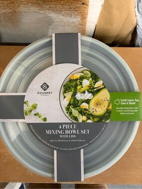 4-Piece Light Blue Mixing Bowl Set with Lids